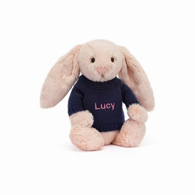 Jellycat Bashful Blush Konijn with Navy Jumper | RK0891342